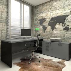 Imagem de Mesa De Escritório Em L 190cm Tampo 40mm Balcão E 3 Gavetas - F5 Offic