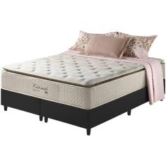 Imagem de Cama Box Queen Preto + Colchão Molas Ensacadas Visco Gel Pillow Top Colorado 158x198x67cm