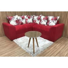 Imagem de Sofá Canto Vermelho com Floral 608/25 Belo