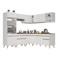 Imagem de Armário De Cozinha Completa De Canto V245 Branco Dourado