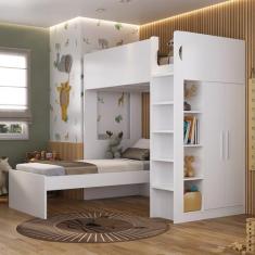 Imagem de Beliche Infantil/Juvenil Com Armário, Nichos E Mesa De Apoio Casatema