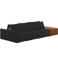 Imagem de Sofá Ilha Modular Para Sala 312cm Com Puff Dublin K01 Veludo Preto Sin