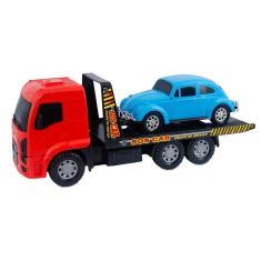 Imagem de Caminhão Reboque Sos Brinquedo Plataforma Com Carro Fusca