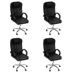 Imagem de Kit 4 Cadeiras De Escritório Giratória Monaco Presidente Preto