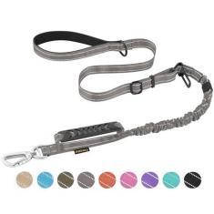 Imagem de AUBELL Coleira tática para cães, resistente, de 1,2 a 1,8 m, sem puxão, para cães médios e grandes, com alça dupla acolchoada confortável e peitoral de carro, coleira refletiva ajustável forte para