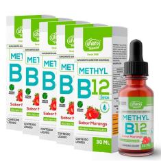 Imagem de Kit 5 Vitamina B12 Methyl Em Gotas Unilife Morango 30 Ml