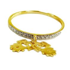 Imagem de Anel de ouro 18k com pingentes cravejados em zircônia  filhas - Elegan