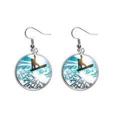 Imagem de Brinco feminino com pingente de orelha de aquarela para esportes de inverno