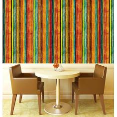 Imagem de Papel De Parede Madeira Colorida Autocolante Lavável Sala