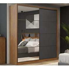 Imagem de Guarda Roupa Casal Portas De Correr Com Espelho Belga Amendola Grafito Demartez