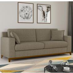 Imagem de Sofá Slim Living Vintage 3 Lugares 220cm em Linho Arte Cúbica Estofados Caramelo