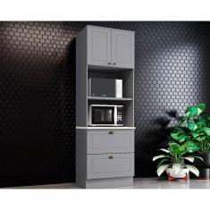 Imagem de Paneleiro De Cozinha Americana C/ 2 Portas E 2 Gavetas (2 Fornos) 71,5cm Cinza - Henn