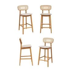 Imagem de Kit 04 Banquetas Liz Cabecasa Madeiramadeira Bege