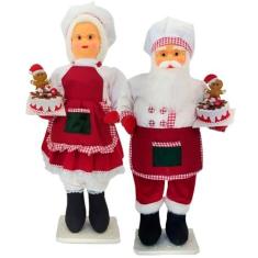 Imagem de Dupla Bonecos Natalino Mamãe E Papai Noel Confeiteiros 90cm