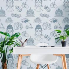 Imagem de Papel De Parede Adesivo Índia N011118 Rolo 0,58X3M