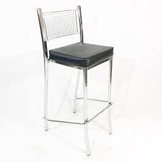 Imagem de Banqueta EMPILHÁVEL cromada Altura 65cm assento preto - Poltronas do Sul