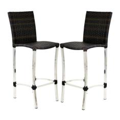 Imagem de 2 Banquetas Alta Cannes Em Alumínio Para Cozinha Bar Edícula Pedra Ferro