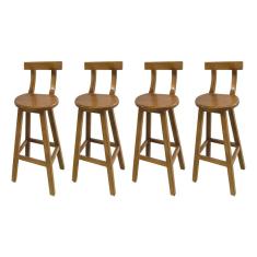 Imagem de Kit 4 Banquetas Altas de Madeira com Encosto Girafa Natural