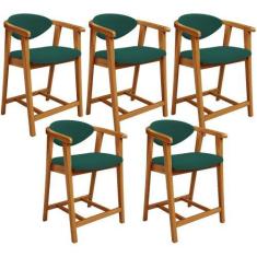 Imagem de Kit 05 Banquetas Baixa Para Cozinha Sala Jantar Bancada Cecília L02 Bo