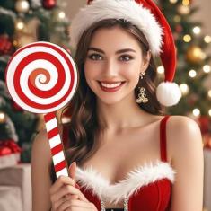 Imagem de ZhowHoHo 6 Peças Grandes Decorações de Doces de Natal 15,75'' Bastões de Doces Recortados de Madeira Enfeites Gigantes para Artesanato Faça Você Mesmo e Decorações de Festa de Nata (15,75'')