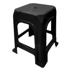 Imagem de Banqueta Banco Plástica Reforçada Suporta 182Kg Preta - Arcos