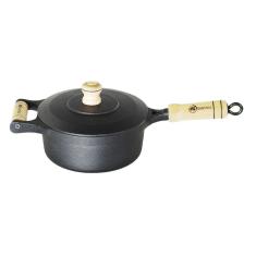 Imagem de Panela Ferro Fundido Tampa Ferro Cabo Madeira Santana 2,8 Lt