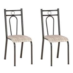 Imagem de Conjunto 2 Cadeiras Cromo  e Estampa Rattan