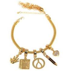 Imagem de Pulseira Berloque Manicure Alicate Agenda Lápis Folheado