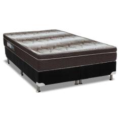 Imagem de Cama Box Queen: Colchão Ortopédico Ortobom Light OrtoPillow + Base CRC Camurça Black(158x198)