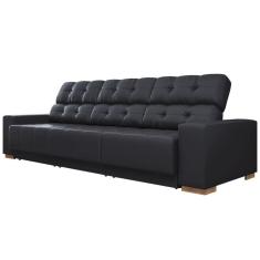 Imagem de Sofá Retrátil Reclinável 5 Lugares Lisboa 350cm Couro Preto