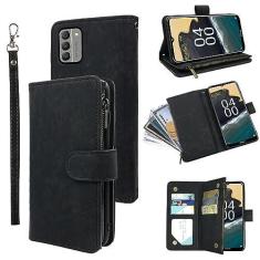 Imagem de Compatível com Nokia G400 5G capa carteira alça de pulso cordão e couro vintage premium flip suporte para cartão de crédito acessórios celular Folio bolsa capa de telefone para G 400 400G 2022