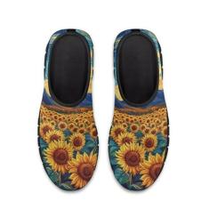 Imagem de GOSTONG Tênis feminino de malha respirável macio para caminhada mocassim para casa antiderrapante tênis para uso ao ar livre preto EUA 5,5-11,5, Pintura a óleo - girassol, 41