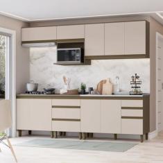 Imagem de Cozinha Completa 6 Peças 100% Mdf com Aéreo para Micro-ondas Connect Duna/Cristal