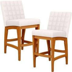 Imagem de Kit 02 Banquetas Baixa Para Cozinha Bancada Bar Sala de Jantar Fixa Mi