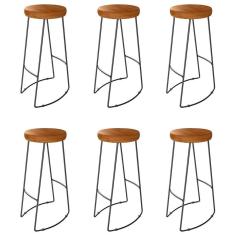 Imagem de Kit 06 Banqueta Alta Aurum Peroba Preto Bar Cozinha Sala Jantar Dhom Peroba Preto