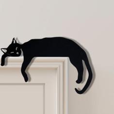 Imagem de Topo de porta de gato adorável de metal 2024 - enfeite de porta de Natal para Halloween, decoração de sinal, moldura de sinal, canto de gatinho, decoração de parede, vintage, ornamento assustador