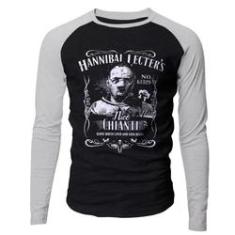 Imagem de Camiseta Masculina Raglan Longa Hannibal Lecter  E Mescla Live Comics
