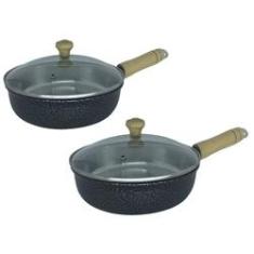 Imagem de Jogo 2 Frigideiras Alumínio Craqueado Tampa de Vidro 24 e 28