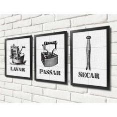 Imagem de Quadros para Lavanderia - Lavar, Secar, Passar - Quadro Novo