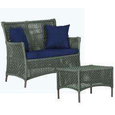 Imagem de 1 Sofá Área e Mesa Igapó Alumínio Pintura Marrom Corda Náutica Estofado Impermeável Almofada 10 Trama