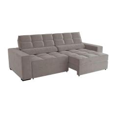 Imagem de sofá 4 lugares retrátil e reclinável deluxe molas veludo cinza claro 268 cm