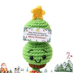 Imagem de Estatuetas colecionáveis ​​em miniatura, boneca de crochê de Natal - Crochê de suporte emocional para decoração de Natal em ambientes internos - Pequenas estatuetas de decoração de mesa para decoração