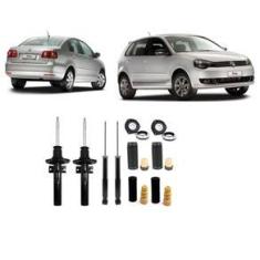 Imagem de 04 Amortecedores + 04 Kits Batentes Polo Sedan,Hatch Dianteiro + Traseiro 2002 Até 2014 1,6,1,8,2,0,8v,16v