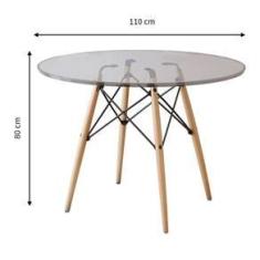 Imagem de Mesa De Jantar Eiffel Redondo Tampo De Vidro 110cm