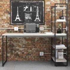 Imagem de Mesa Escrivaninha 4 Prateleiras Snow/preto 14907 - Compace