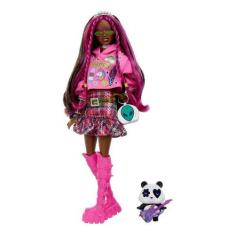 Imagem de Boneca Barbie Extra Pop Punl Negra Cabelo Rosa Com Panda - Mattel