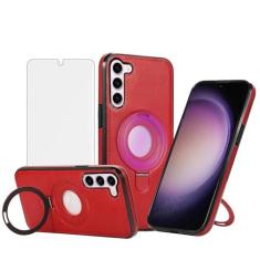 Imagem de Capa de celular para Samsung Galaxy S23 Plus S23+ 5G com protetor de tela de vidro temperado Magsafe Slim Magnetic Stand Ring Holder Capa para celular S23plus 23S + S 23 23+ SM-S916U 16.8 cm Mulheres