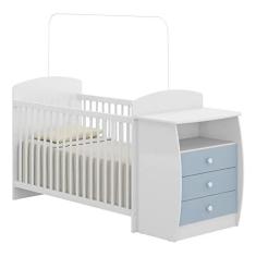 Imagem de Berço Cômoda com Colchão Incluso Colinho de Mãe Multimóveis Fg2951 Branco/azul