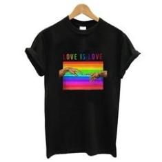 Imagem de Blusa baby look camiseta  algodao lgbt love is love