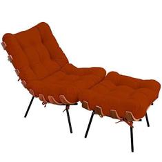 Imagem de Poltrona Costela L02 com Puff Sala de Estar Suede Laranja - Lyam Decor